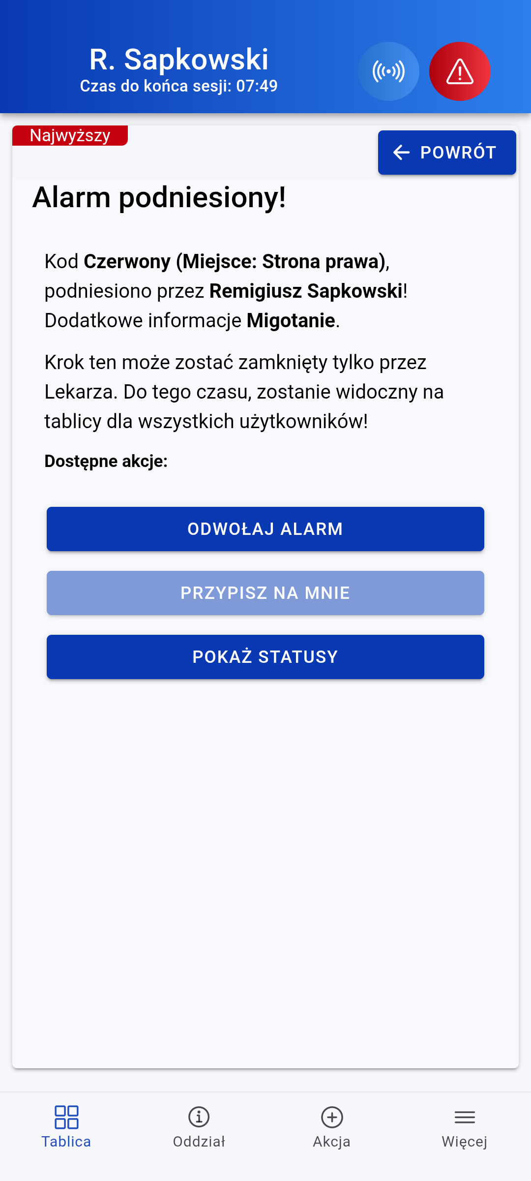 Alarmy systemowe